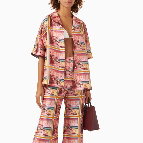 Zimmermann silk satin wonderland poster boxy shirt - Picture 3 of 8